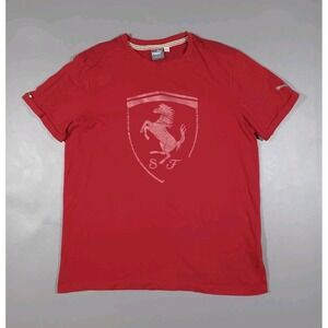 Ferrari Shirt Mens L Red Short Sleeve‎ Big Logo Puma